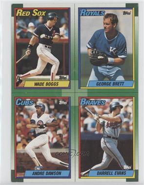 1990 Topps - Wax Box Bottom - Full Panels #A-D - Wade Boggs, George Brett, Andre Dawson, Darrell Evans [EX to NM]