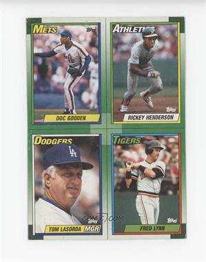 1990 Topps - Wax Box Bottom - Full Panels #E-H - Dwight Gooden, Rickey Henderson, Tommy Lasorda, Fred Lynn [Good to VG‑EX]