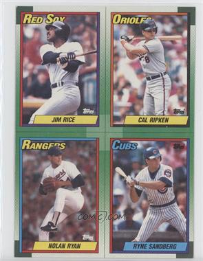 1990 Topps - Wax Box Bottom - Full Panels #M-P - Jim Rice, Cal Ripken Jr., Nolan Ryan, Ryne Sandberg