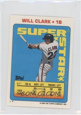1990 Topps Super Star Sticker Back Cards - [Base] #1.16 - Will Clark (Dave Smith 16, Roger Clemens 255)