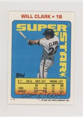 1990 Topps Super Star Sticker Back Cards - [Base] #1.16 - Will Clark (Dave Smith 16, Roger Clemens 255)