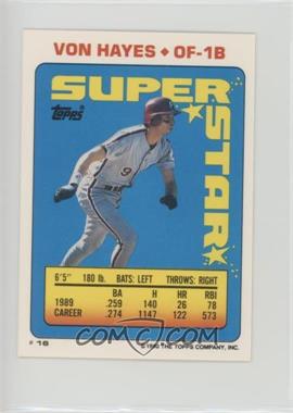 1990 Topps Super Star Sticker Back Cards - [Base] #16.36 - Von Hayes (Ken Dayley 36, Greg Briley 226)
