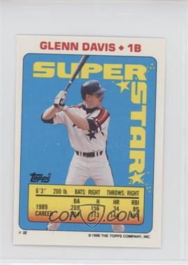 1990 Topps Super Star Sticker Back Cards - [Base] #2.150 - Glenn Davis (Howard Johnson 150)