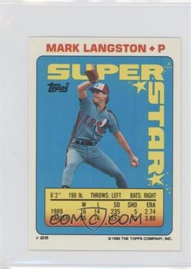 1990 Topps Super Star Sticker Back Cards - [Base] #29.30 - Mark Langston (John Smoltz 30, Ivan Calderon 299)