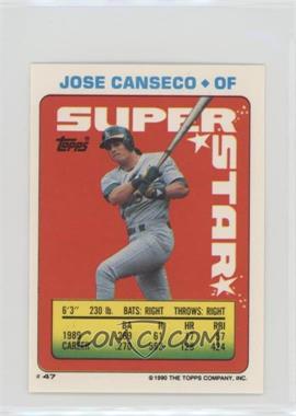 1990 Topps Super Star Sticker Back Cards - [Base] #47.94 - Jose Canseco (Kevin McReynolds 94; Alvaro Espinoza 311)