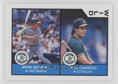 1990 U.S. Playing Cards Major League All-Stars - [Base] - Silver Edge #WILD.1 - Mark McGwire, Jose Canseco