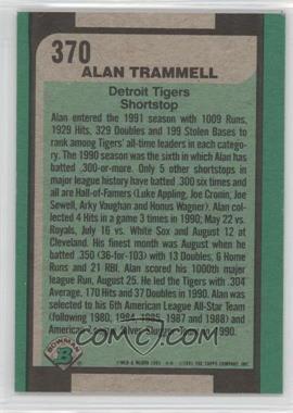 1991 Bowman - [Base] - Blank Front #370 - Alan Trammell