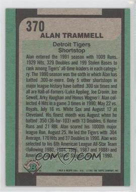 1991 Bowman - [Base] - Blank Front #370 - Alan Trammell