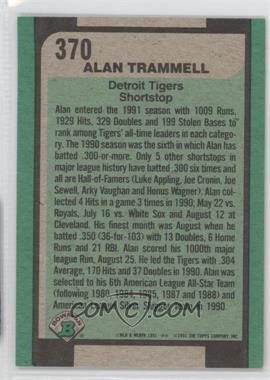1991 Bowman - [Base] - Blank Front #370 - Alan Trammell