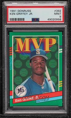 1991 Donruss - [Base] #392.1 - Ken Griffey Jr. (Yellow Stripes on Right Border) [PSA 9 MINT]