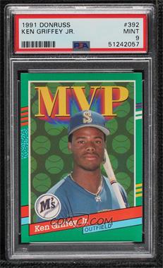 1991 Donruss - [Base] #392.1 - Ken Griffey Jr. (Yellow Stripes on Right Border) [PSA 9 MINT]