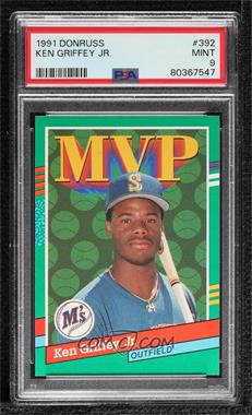 1991 Donruss - [Base] #392.1 - Ken Griffey Jr. (Yellow Stripes on Right Border) [PSA 9 MINT]