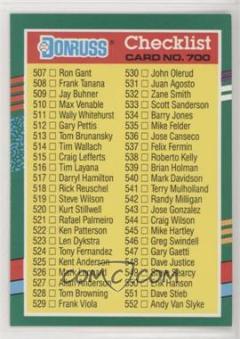 1991 Donruss - [Base] #700.1 - Checklist - Cards 507-604 (No Deisign on Right Border)