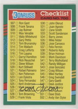 1991 Donruss - [Base] #700.1 - Checklist - Cards 507-604 (No Deisign on Right Border)