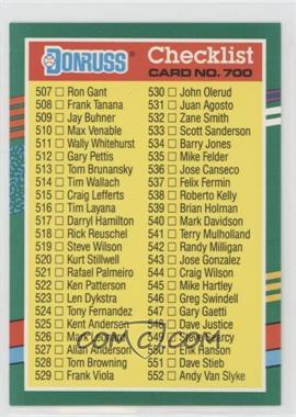 1991 Donruss - [Base] #700.1 - Checklist - Cards 507-604 (No Deisign on Right Border)