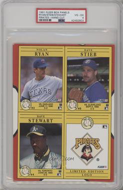 1991 Fleer - Box Bottoms #RSSP - Nolan Ryan, Dave Stieb, Dave Stewart, Pittsburgh Pirates Logo [PSA 4 VG‑EX]