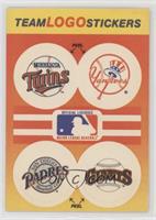 Minnesota Twins, New York Yankees, San Diego Padres, San Francisco Giants