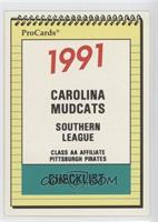 Team Checklist - Carolina Mudcats