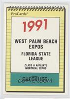 Team Checklist - West Palm Beach Expos