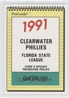 Team Checklist - Clearwater Phillies