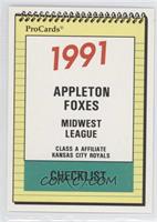 Team Checklist - Appleton Foxes