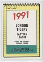 Team Checklist - London Tigers