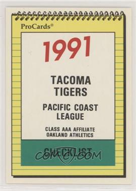 1991 ProCards Minor League - [Base] #2323 - Team Checklist - Tacoma Tigers
