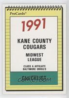 Team Checklist - Kane County Cougars