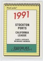 Team Checklist - Stockton Ports