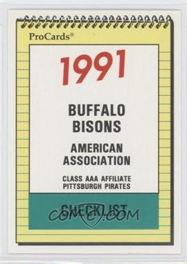 1991 ProCards Minor League - [Base] #558 - Team Checklist - Buffalo Bisons