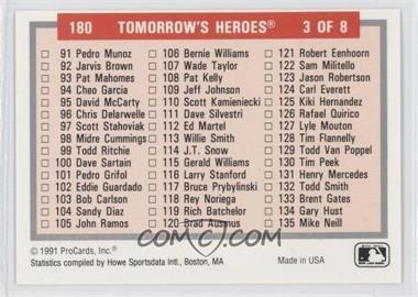 1991 ProCards Tomorrow's Heroes - [Base] #180 - Checklist