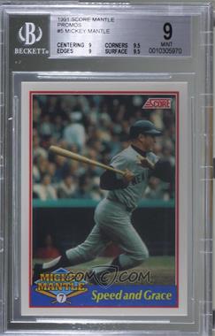 1991 Score - Mickey Mantle - Glossy #5 - Speed and Grace /5000 [BGS 9 MINT]