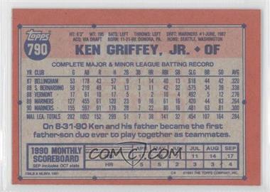 1991 Topps - [Base] - Blank Front #790 - Ken Griffey, Jr.