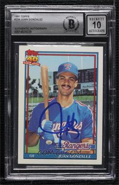 1991 Topps - [Base] #224 - Juan Gonzalez [BAS BGS Authentic]