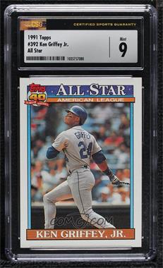1991 Topps - [Base] #392 - All-Star - Ken Griffey, Jr. [CSG 9 Mint]
