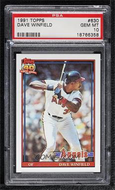 1991 Topps - [Base] #630 - Dave Winfield [PSA 10 GEM MT]