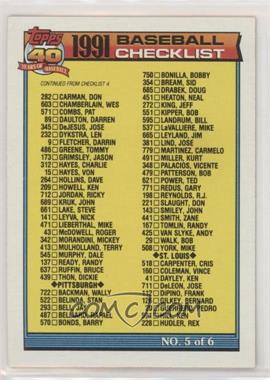 1991 Topps - [Base] #656.2 - Checklist - 5 of 6 (Vicente Palacios Listed as Card #348)