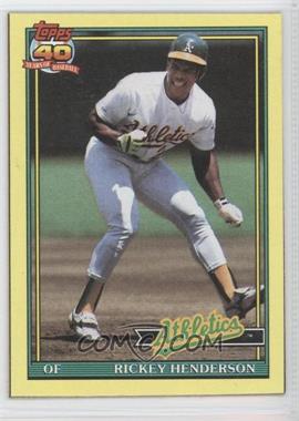 1991 Topps - Wax Box Bottoms #H.1 - Rickey Henderson (Dark gray cardboard color cardstock)