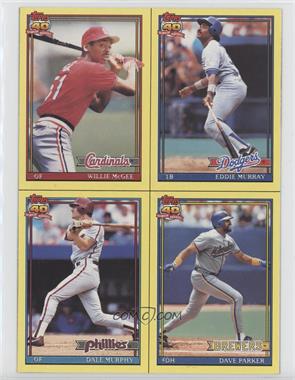 1991 Topps - Wax Box Bottoms #IJKL - Willie McGee, Eddie Murray, Dale Murphy, Dave Parker [EX to NM]