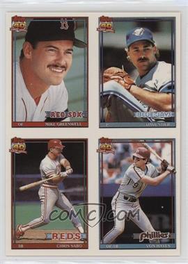 1991 Topps Cracker Jack Series 2 - [Base] - Uncut Panel #GSSH - Mike Greenwell, Chris Sabo, Von Hayes, Dave Stieb