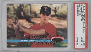 1991 Topps Stadium Club Skydome - Box Set [Base] #67 - Shawn Green [PSA 9 MINT]