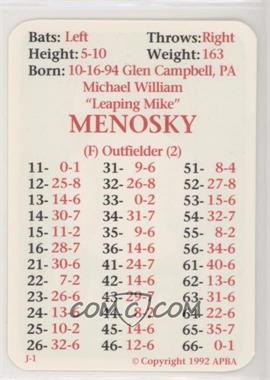1992 APBA Baseball 1920 Season - [Base] #_MIME - Mike Menosky