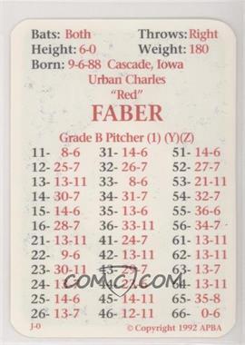 1992 APBA Baseball 1920 Season - [Base] #_REFA - Red Faber