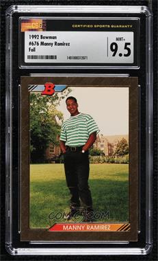 1992 Bowman - [Base] #676 - Manny Ramirez [CSG 9.5 Mint Plus]