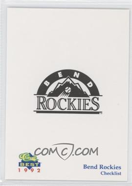 1992 Classic Best Bend Rockies - [Base] #30 - Checklist