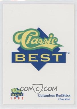 1992 Classic Best Columbus RedStixx - [Base] #30 - Checklist