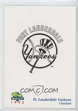 1992 Classic Best Ft. Lauderdale Yankees - [Base] #30 - Checklist