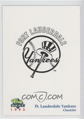 1992 Classic Best Ft. Lauderdale Yankees - [Base] #30 - Checklist