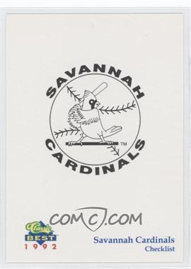 1992 Classic Best Savannah Cardinals - [Base] #30 - Checklist