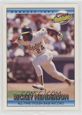 1992 Donruss - [Base] #215 - Highlights - Rickey Henderson